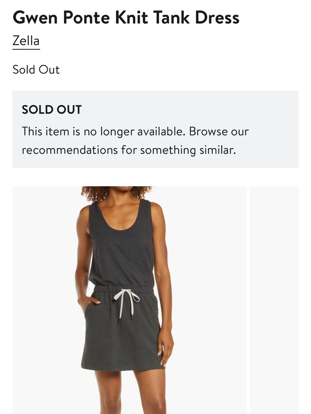 Zella  knit Drawstring Tank dress